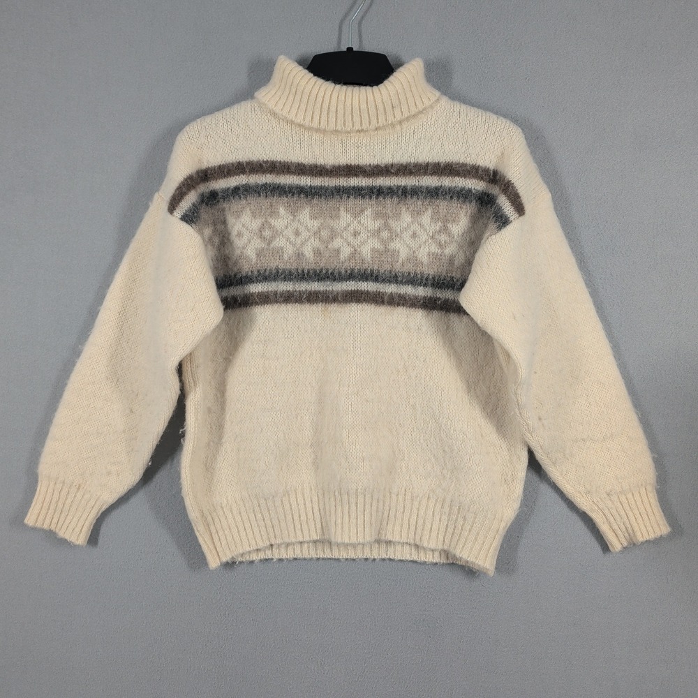 Hilda Ltd Sweater Womens Small Cream Iceland‎ Wool Fair Isle Turtleneck Nordic